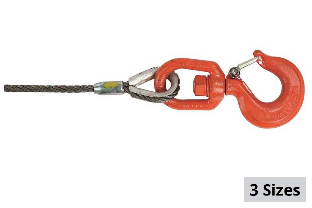 Lift-All Domestic Fiber Core Wire Rope - Swivel Hook and Latch