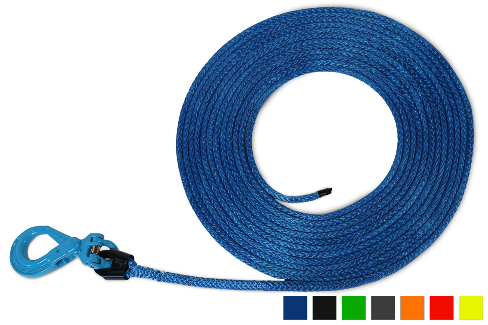 AmSteel-Blue Synthetic Winch Lines w/ Self-Locking Hook | 9/16" - 7/8"