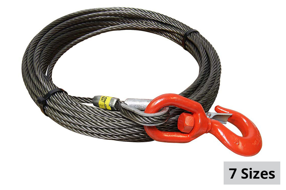 All-Grip Fiber Core Winch Cable with Swivel Hook