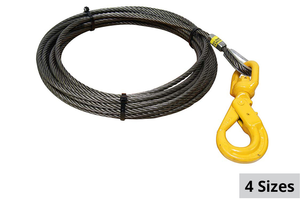 All-Grip Super Swaged Winch Cable w/ Self Locking Swivel Hook