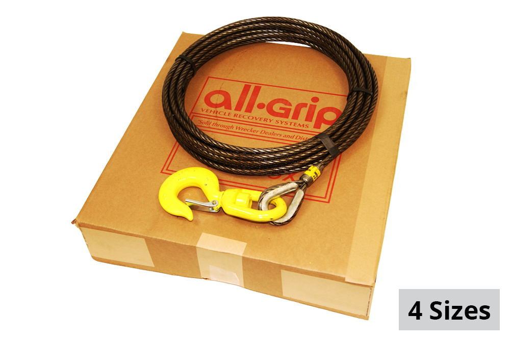 All-Grip Super Swaged Winch Cable w/ Swivel Hook